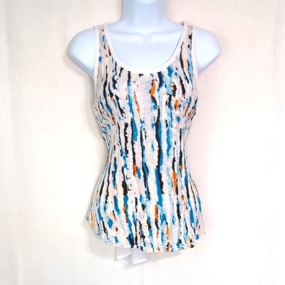 Calvin Klein Multicolored Splatter Print Tank Solid Back Size Medium - Picture 1 of 4